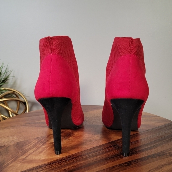 MIA Red sock Knit Stiletto ankle Boots Booties Heels Size 7.5 - Picture 5 of 17